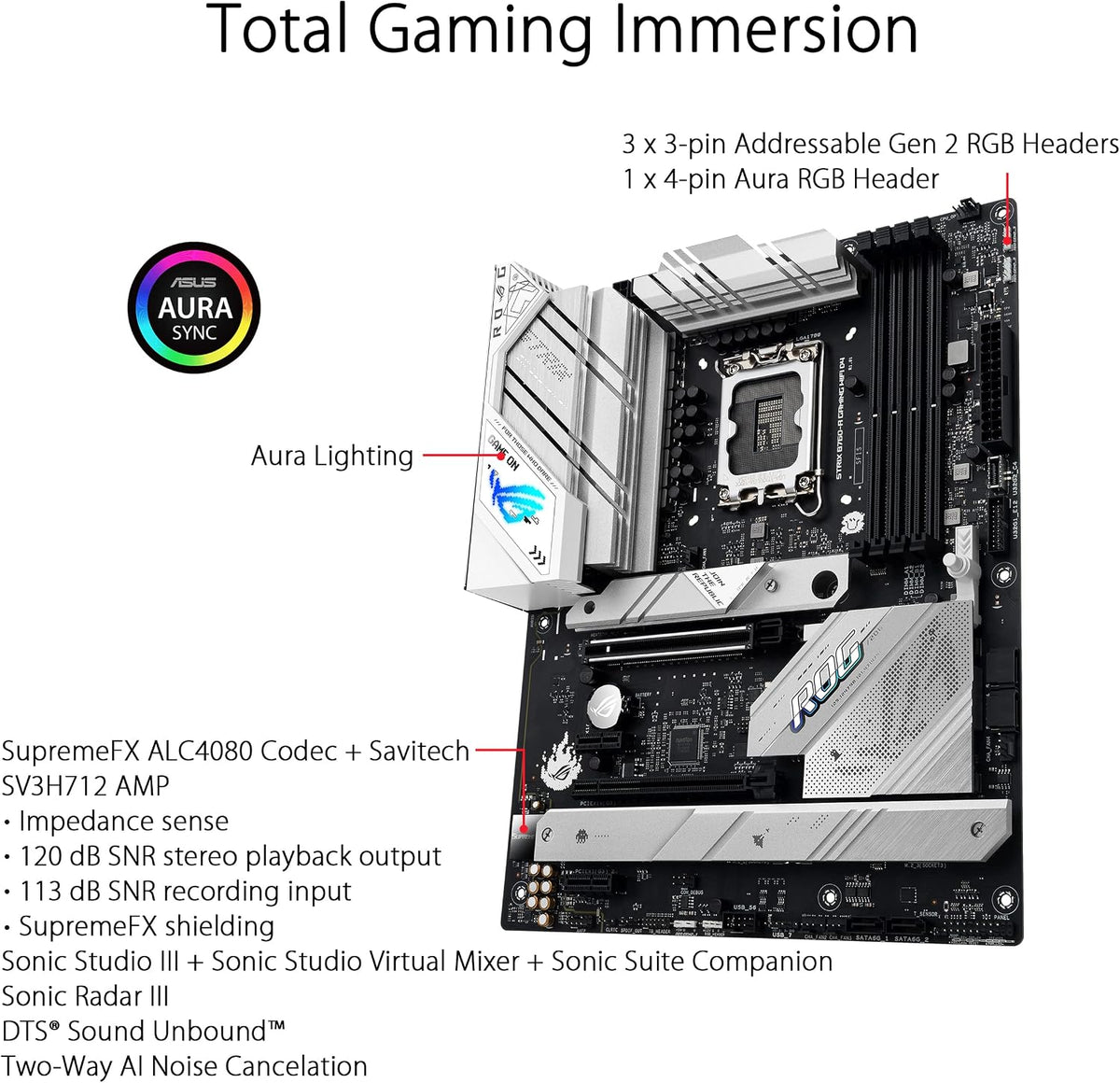 ASUS ROG Strix B760-I Gaming WiFi - Intel B760 LGA 1700 Mini ITX moderkort (DDR5, 8 + 1 DrMOS, PCIe 5.0, 2 x PCIe 4.0 M.2, wifi 6E, 2.5G Ethernet, USB 3.2 Gen 2 x 2 Type-C, Aura Sync RGB)