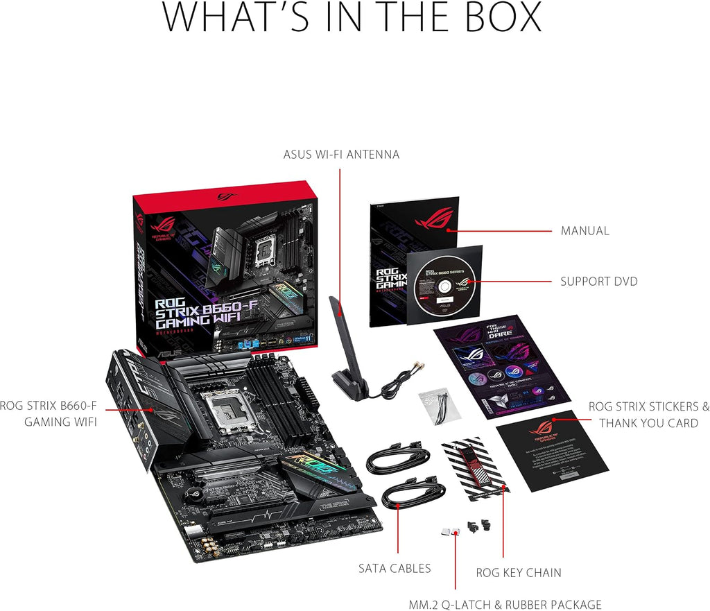 ASUS ROG Strix B760-I Gaming WiFi - Intel B760 LGA 1700 Mini ITX moderkort (DDR5, 8 + 1 DrMOS, PCIe 5.0, 2 x PCIe 4.0 M.2, wifi 6E, 2.5G Ethernet, USB 3.2 Gen 2 x 2 Type-C, Aura Sync RGB)