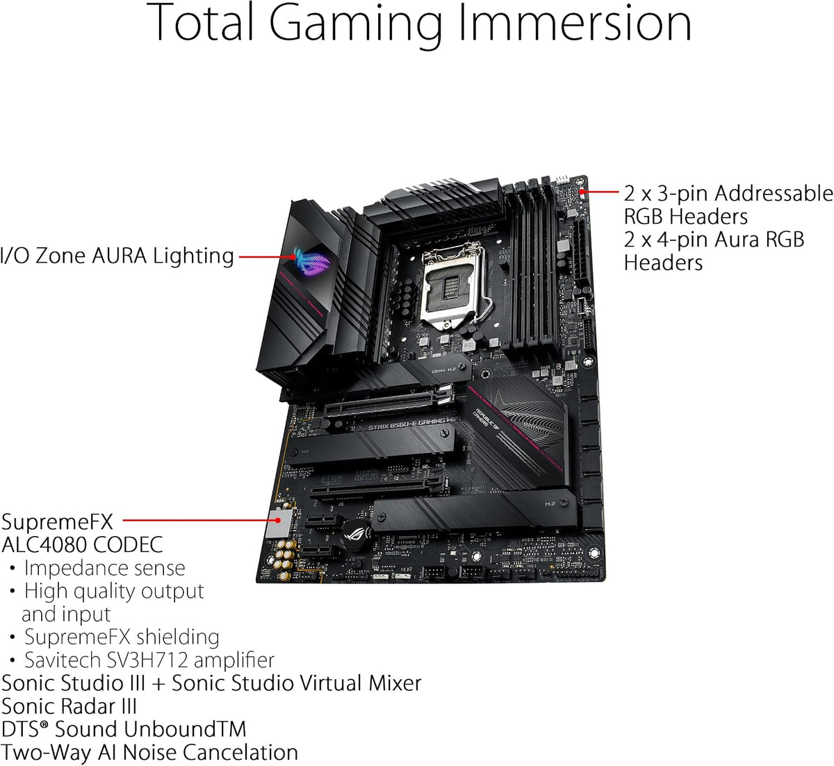 ASUS ROG Strix B760-I Gaming WiFi - Intel B760 LGA 1700 Mini ITX moderkort (DDR5, 8 + 1 DrMOS, PCIe 5.0, 2 x PCIe 4.0 M.2, wifi 6E, 2.5G Ethernet, USB 3.2 Gen 2 x 2 Type-C, Aura Sync RGB)