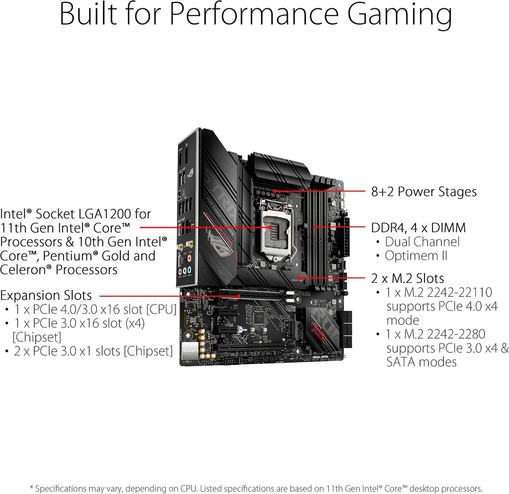 ASUS ROG Strix B760-I Gaming WiFi - Intel B760 LGA 1700 Mini ITX moderkort (DDR5, 8 + 1 DrMOS, PCIe 5.0, 2 x PCIe 4.0 M.2, wifi 6E, 2.5G Ethernet, USB 3.2 Gen 2 x 2 Type-C, Aura Sync RGB)