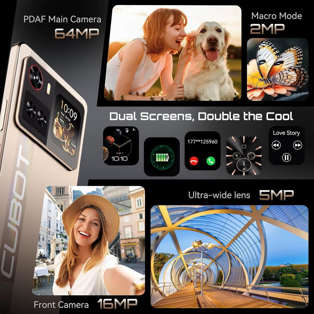X100 5G - Smartphone 6.88" HD+ 120Hz, 16GB RAM (8GB+8GB Exp.), 256GB ROM, 64MP Kamera, Android 15, Dimensity 7025, Guld