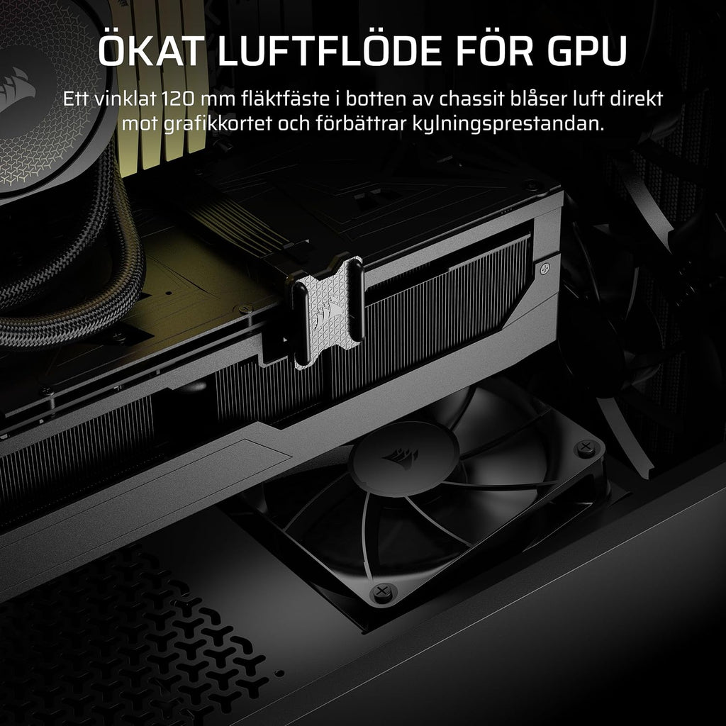CORSAIR 3200D RS Mid Tower PC-Chassi – 3x RS120 PWM Fläktar Ingår – Svart