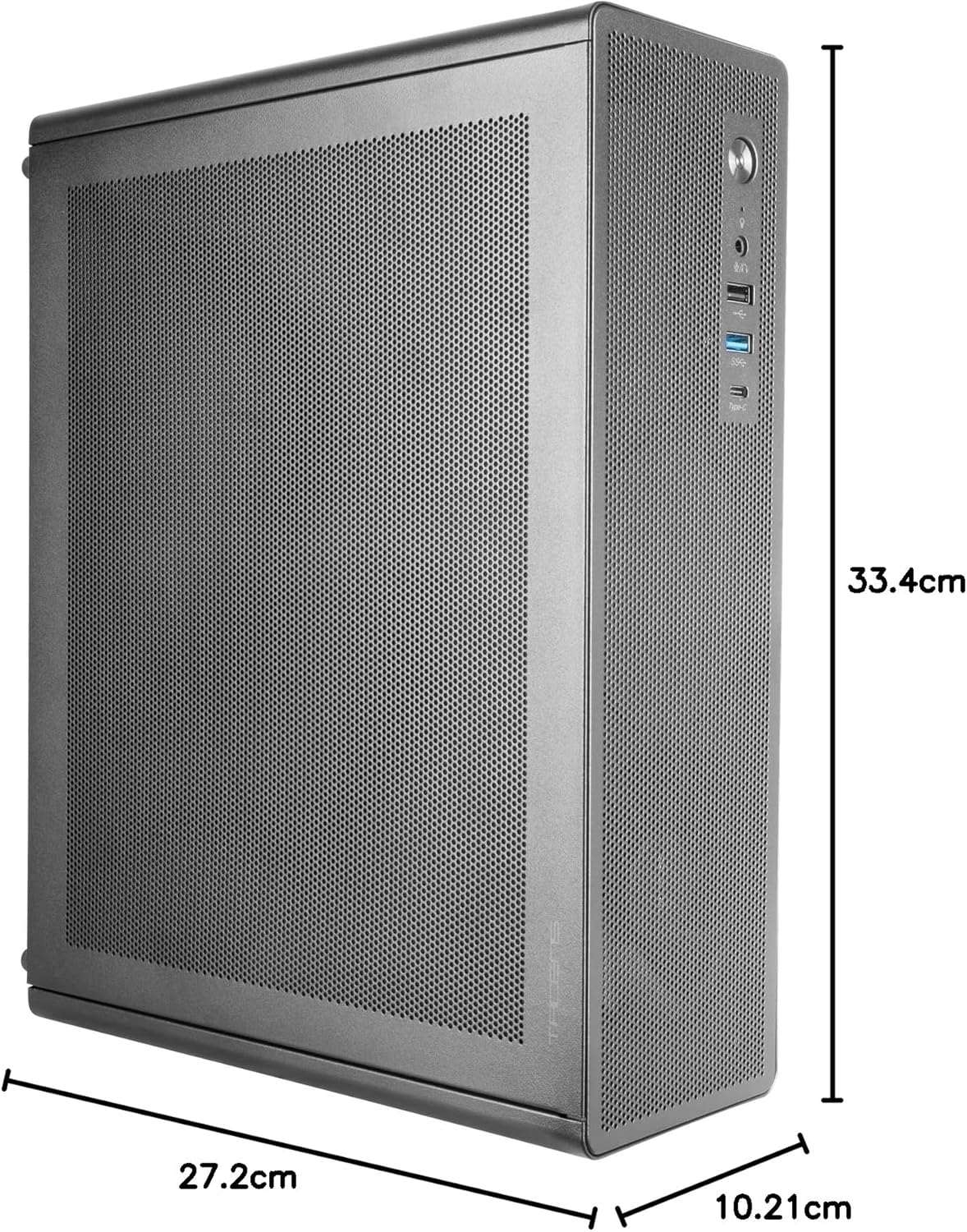 Tacens AEROSLIM500, PC-chassi MicroATX, Dammskyddande Meshpaneler, TFX-nätaggregat 500W, Främre FDB-fläkt 90mm, Slim Mini-Tower Kompatibel med MicroATX och Mini-ITX, USB-C och USB 3.0, Svart