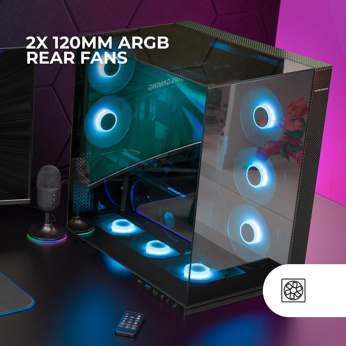 Mars Gaming MC-NOVA, Custom XXL E-ATX Gaming Tower, flyg- och rymdfartsaluminium, helt dubbelfönster härdat glas, Dual Chamber Construction, USB-C