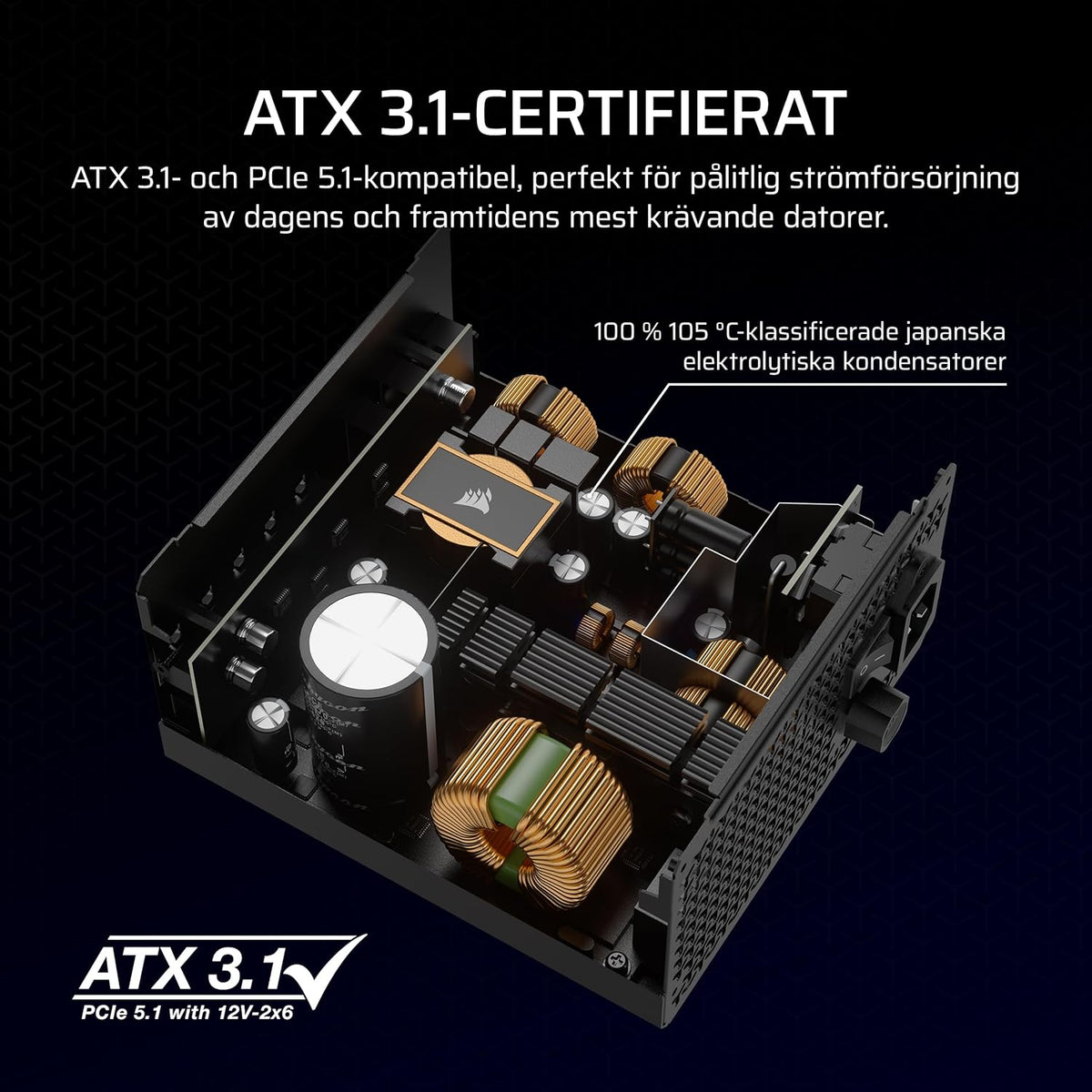 CORSAIR RM850x Helt Modulärt ATX-Strömaggregat Med Låg Ljudnivå – Svart