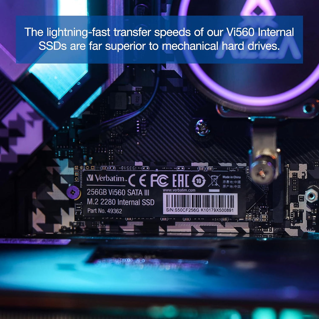 Verbatim Vi560 S3 SSD, intern SSD-enhet med 1 TB datalagring, Solid State Drive med SATA III M.2 2280 och 3D NAND-teknik, svart, perfekt för bärbar dator och Ultrabook