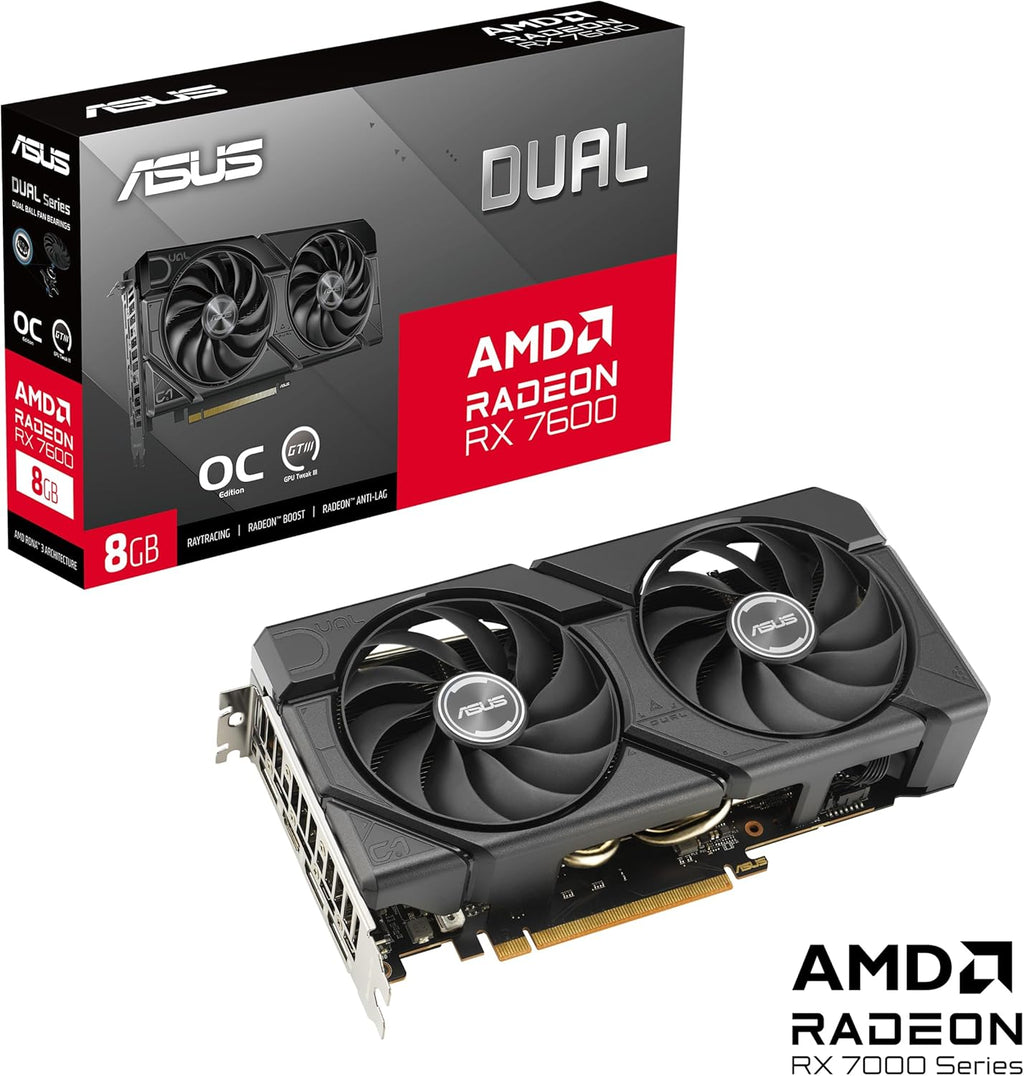 ASUS Dual Radeon RX 7600 EVO OC Edition 8 GB GDDR6 spelgrafikkort