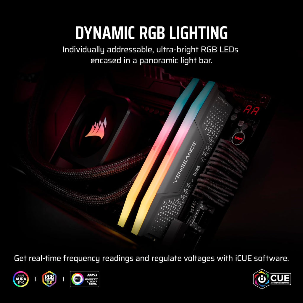 CORSAIR VENGEANCE RGB RS DDR5 64GB (2x32GB) Upp Till 6000MHz AMD INTEL RAM
