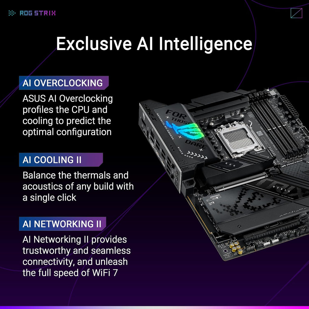 ASUS ROG Strix X870-A Gaming WiFi AMD-moderkort, 16+2 strömförsörjningssteg, DDR5-plats, fyra M.2-platser, PCIe 5.0, nästa generations GPU, WiFi 7, USB 20 Gbps med PD 3.0 upp till 30 W, Aura Sync