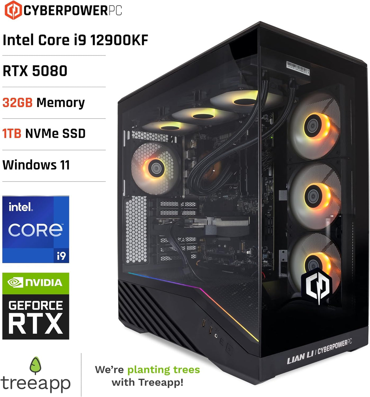 CYBERPOWERPC Luxe Gaming PC - AMD Ryzen 7 9800X3D, Nvidia RTX 5070 12GB, 32GB RAM, 1TB NVMe SSD, 650W 80+ PSU, Wi-Fi, Refrigeración a Liquido CPU, Windows 11, V100R RGB