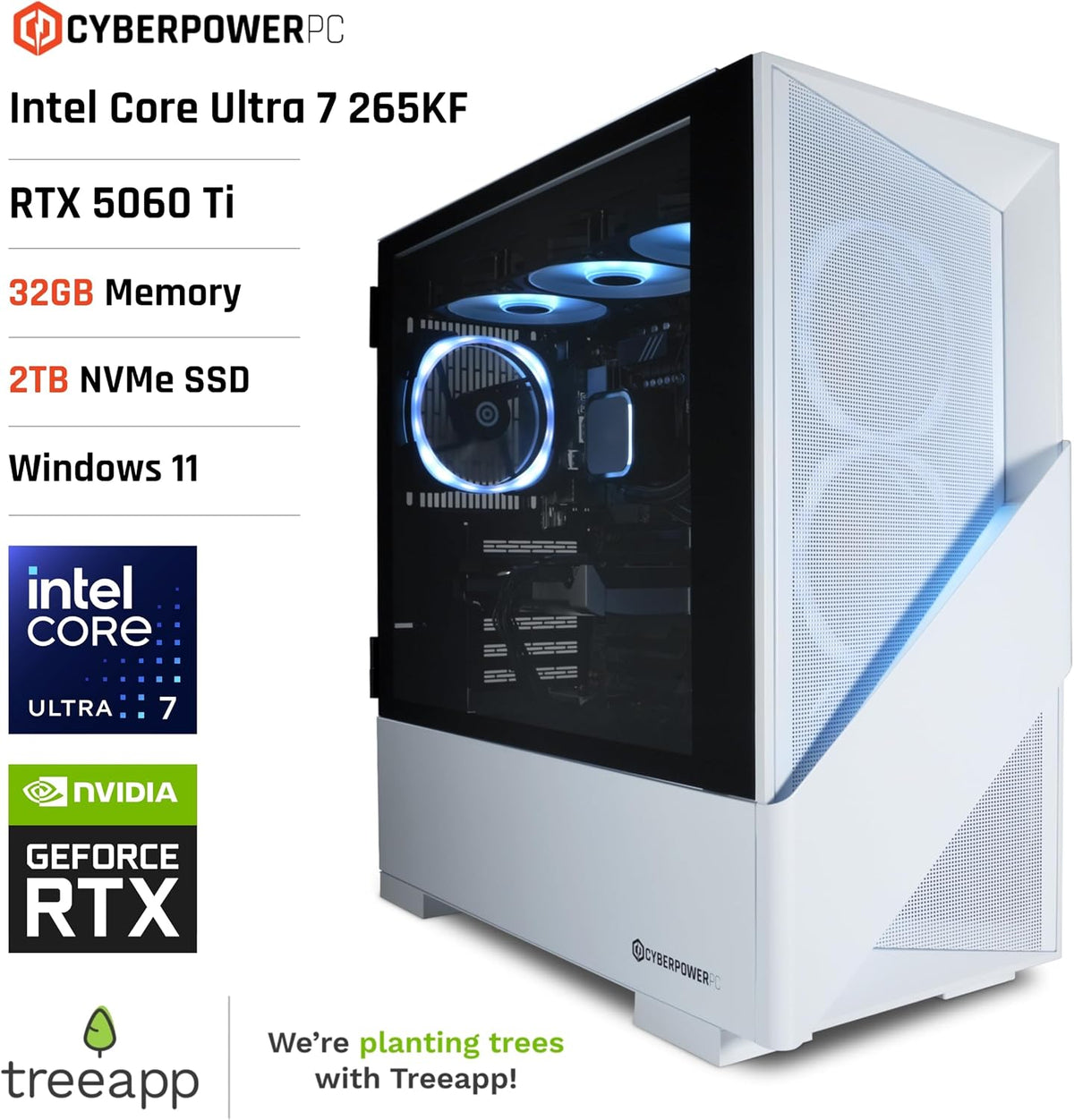 CYBERPOWERPC Luxe Gaming PC - AMD Ryzen 7 9800X3D, Nvidia RTX 5070 12GB, 32GB RAM, 1TB NVMe SSD, 650W 80+ PSU, Wi-Fi, Refrigeración a Liquido CPU, Windows 11, V100R RGB