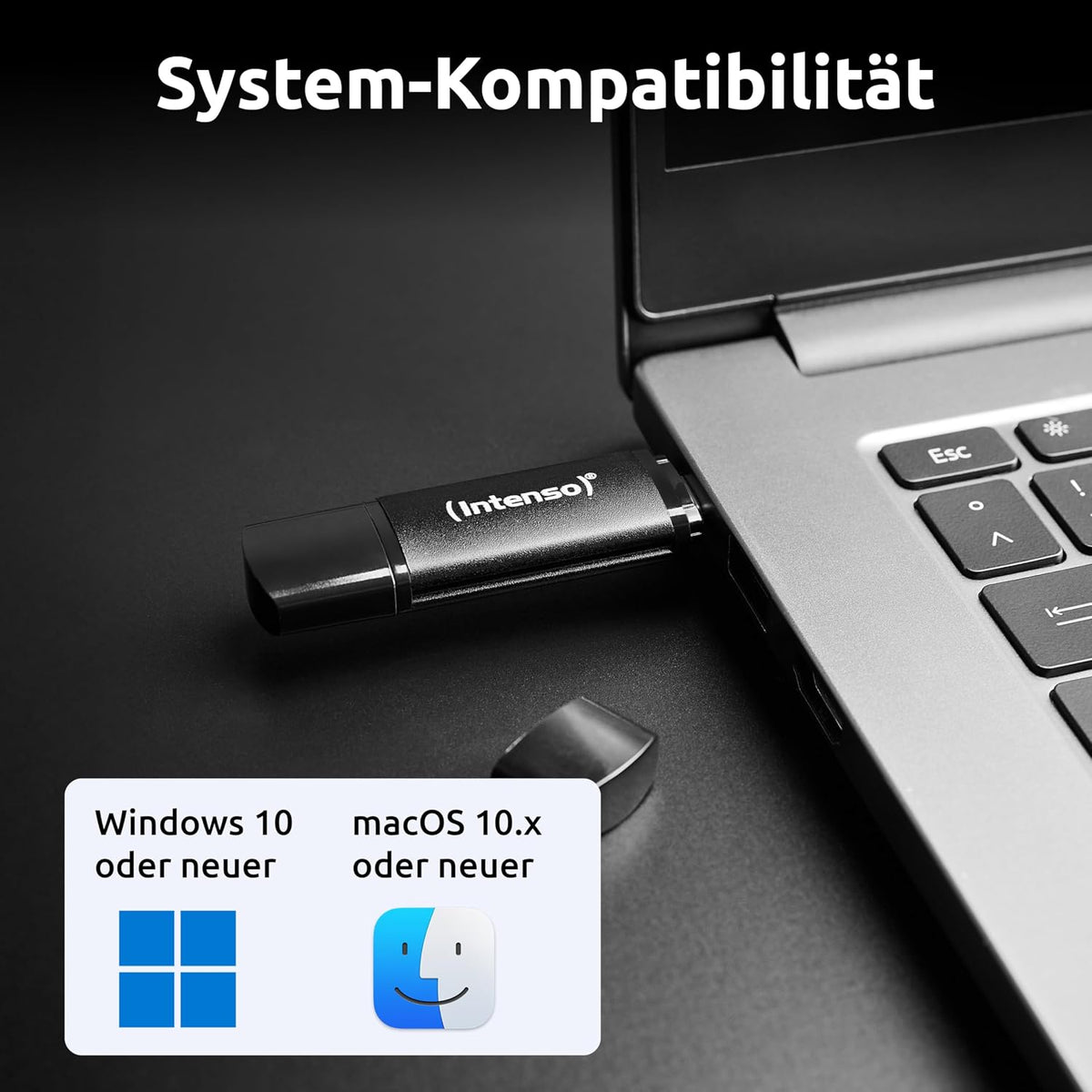 Intenso Flex Line 64 GB USB-minne - Dual USB 3.2 Gen 1x1 minne med USB-C och USB-A för smartphone, surfplatta, bärbar dator och OTG-kompatibel PC, 70 MB/s, svart