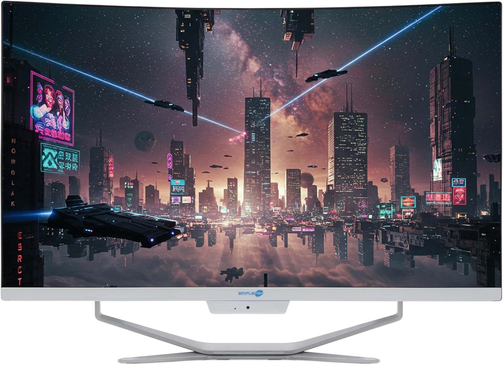 SIMPLETEK All in One AiO 27 tum FHD böjd Windows 11 Pro Core i7 upp 3,6 GHz 16 GB SSD 2 TB RAM SSD 2 TB trådlöst tangentbord inklusive integrerad webbkamera PC Gaming Curved Streaming Hem Arbete Dator