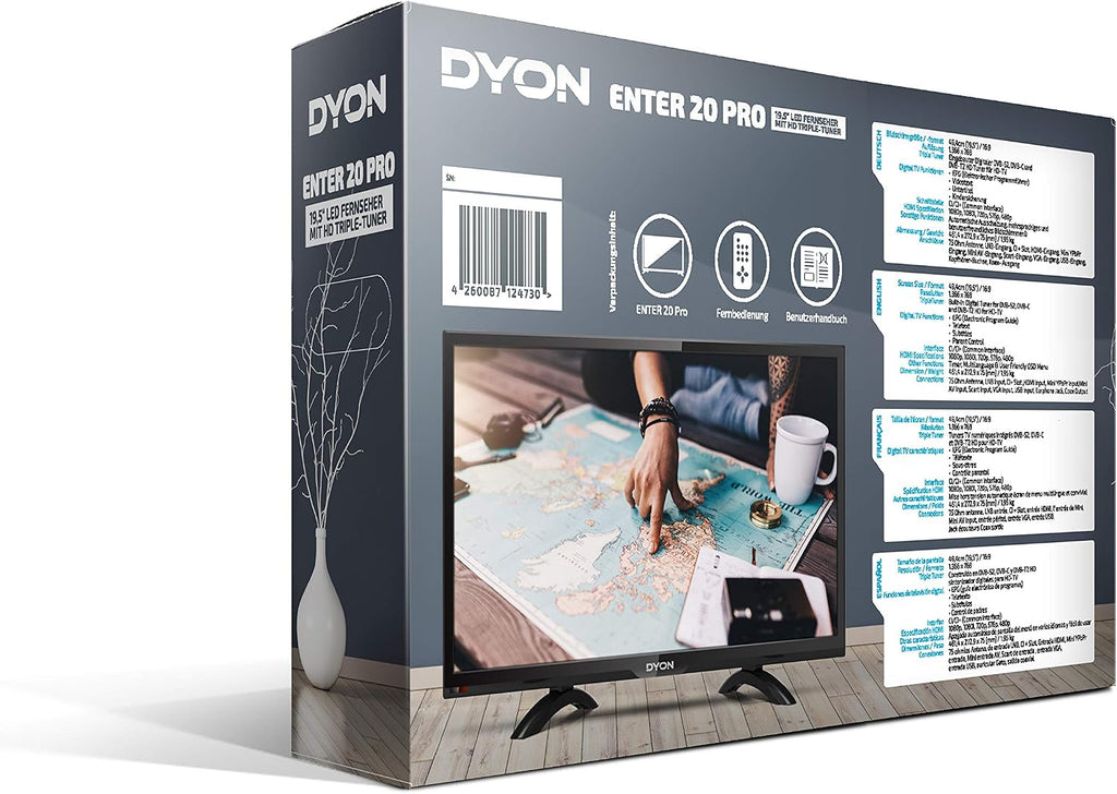 DYON Smart 40 VX-2 Full HD-TV, trippel HD-mottagare (DVB-C/-S2/-T2), App Store, Prime Video, Netflix, YouTube, DAZN, Disney+, svart