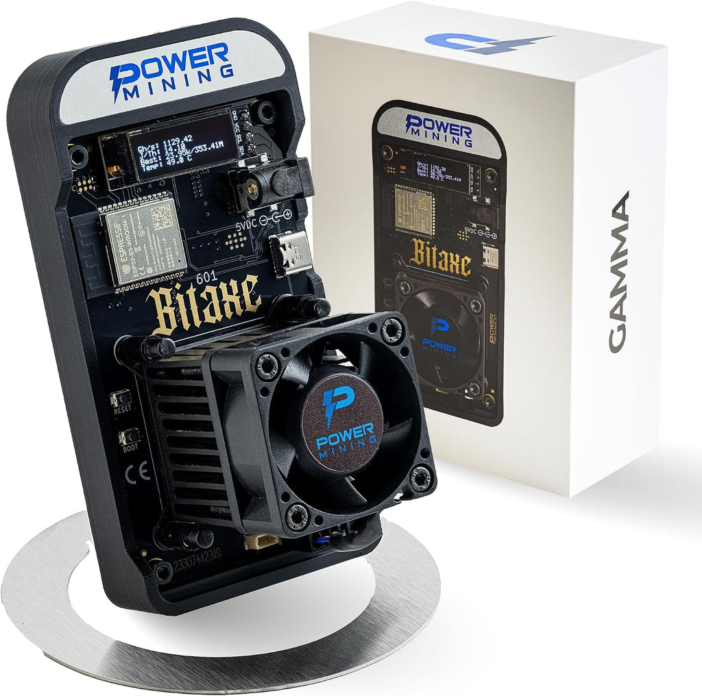 Bitaxe Gamma 601 ASIC Bitcoin Miner | 1,1 TH/s @ 18W | BM1370 Chip (Antminer S21 Pro) | Wi-Fi | USB-C | AxeOS | Öppen källa | Tillverkad i Europa