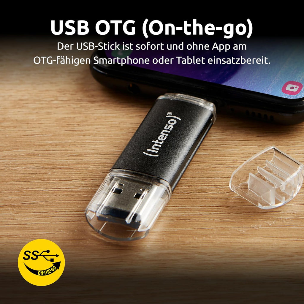 Intenso Twist Line Dual USB-minne 5 x 32 GB – Super Speed USB 3.2 Gen 1 x 1 med upp till 70 MB/s, USB-C och USB-A, antracit