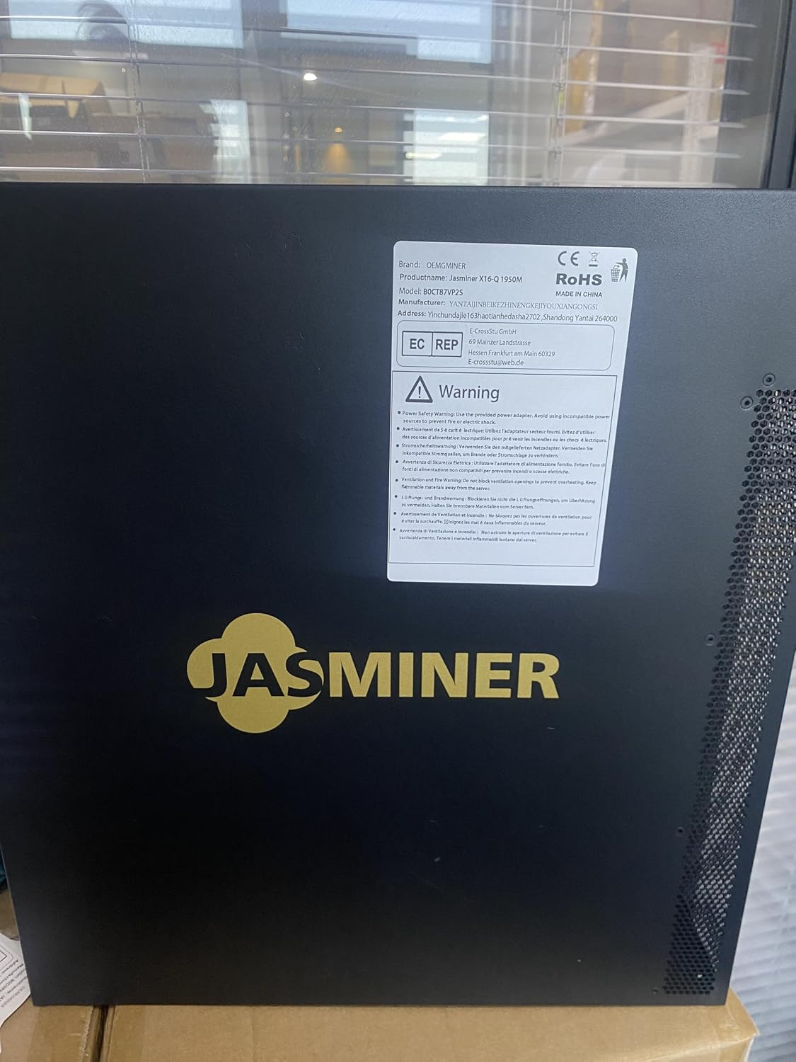 Jasminer X16-Q 1950M 620W 8G etc Ethereum Classic ethf Miner 3U tyst server med strömförsörjning 100 V-240 V (1950 M)