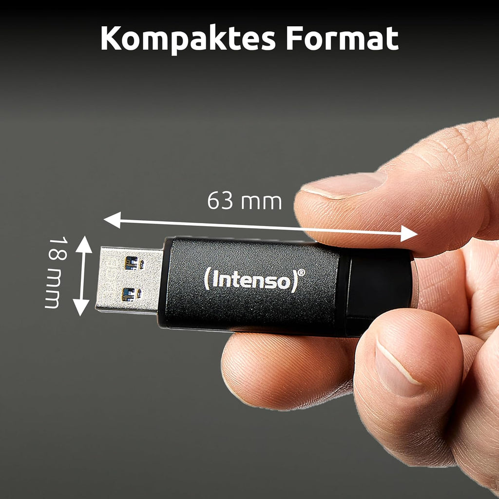 Intenso Flex Line 64 GB USB-minne - Dual USB 3.2 Gen 1x1 minne med USB-C och USB-A för smartphone, surfplatta, bärbar dator och OTG-kompatibel PC, 70 MB/s, svart