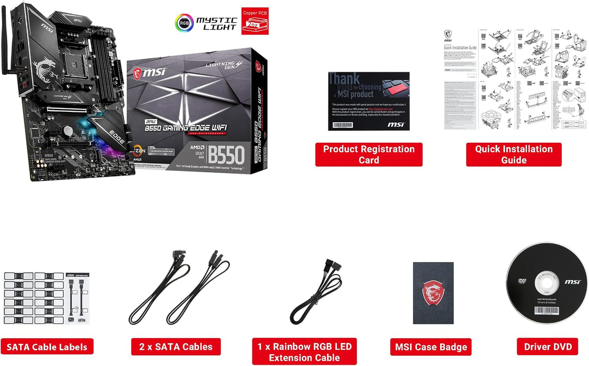 MSI MPG B550 Gaming Plus (ATX AMD AM4 DDR4 M.2 USB 3.2 Gen 2 HDMI ATX Gaming Moderkort AMD Ryzen™ 5000-processorer