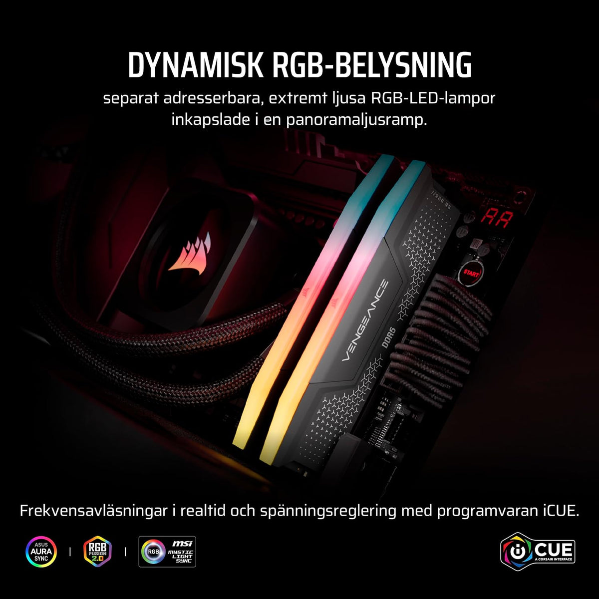 CORSAIR VENGEANCE RGB RS DDR5 64GB (2x32GB) Upp Till 6000MHz AMD INTEL RAM