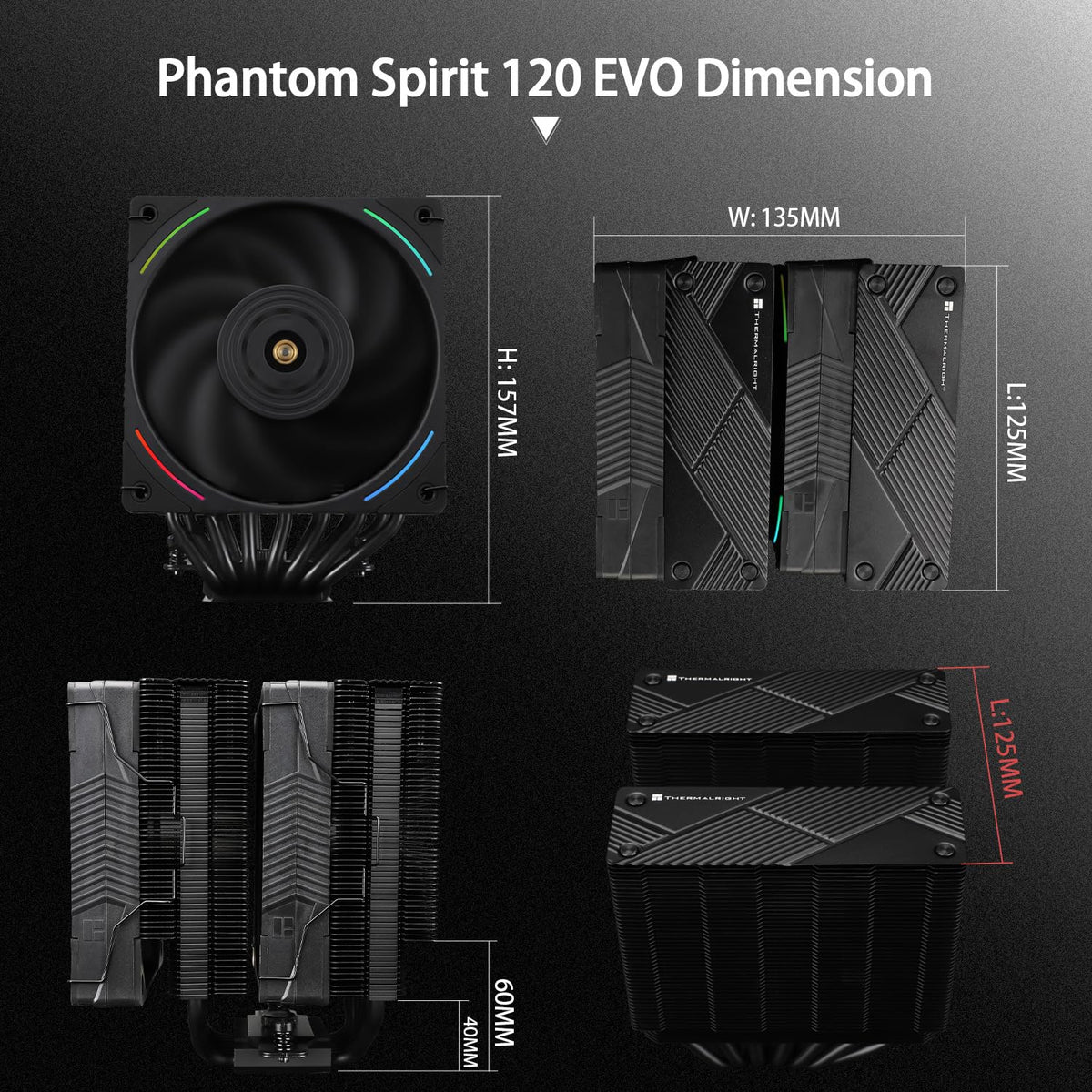 Thermalright Phantom Spirit 120 EVO CPU-kylare, 7×6 mm värmerör, CPU-luftkylare, dubbel PWM-fläkt datorkylning, hastighet på 2150 varv/minut, för AMD AM4 AM5, Intel 1700/1150/1151/1200/17XX/2011
