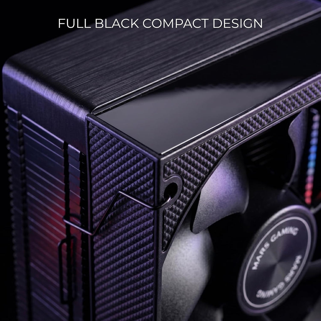 Mars Gaming MCPU-XPRO, CPU-Kylare 190W TDP, 3x HCT Heatpipes, Aluminiumkylfläns, 90mm FDB PWM-Fläkt, Kompakt Full Svart Design, Kompatibel med Intel och AMD-Socklar, Svart