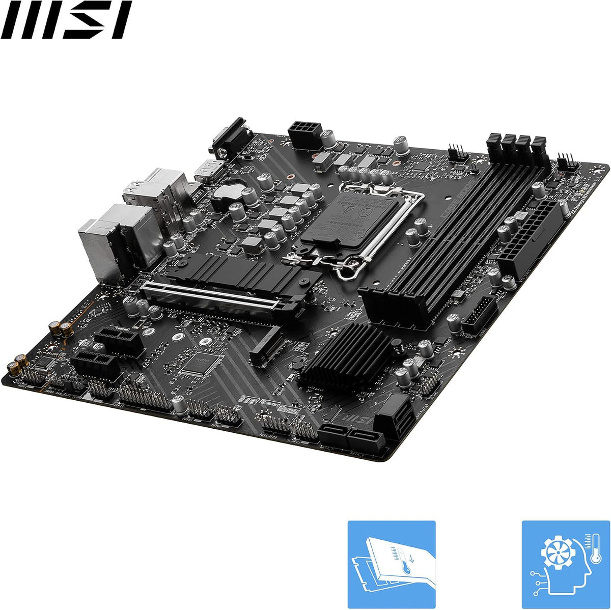 MSI PRO B760M-P DDR4 moderkort, Micro-ATX - Stöder Intel 12:e och 13:e generationens kärnprocessorer, LGA 1700 - DDR4 Memory Boost 4800+MHz/OC, PCIe 4.0 x16-kortplats, M.2 Gen4-kortplatser, olika