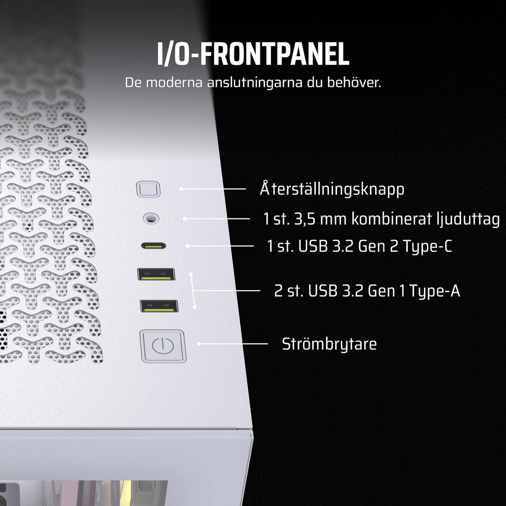 CORSAIR 3500X Mid-Tower ATX PC-Chassi Med Dubbla Kammare – Panoramabild i Härdat Glas - Kompatibel Med Moderkort Med Omvänd Anslutning – Inga Fläktar Inkluderade – Vit
