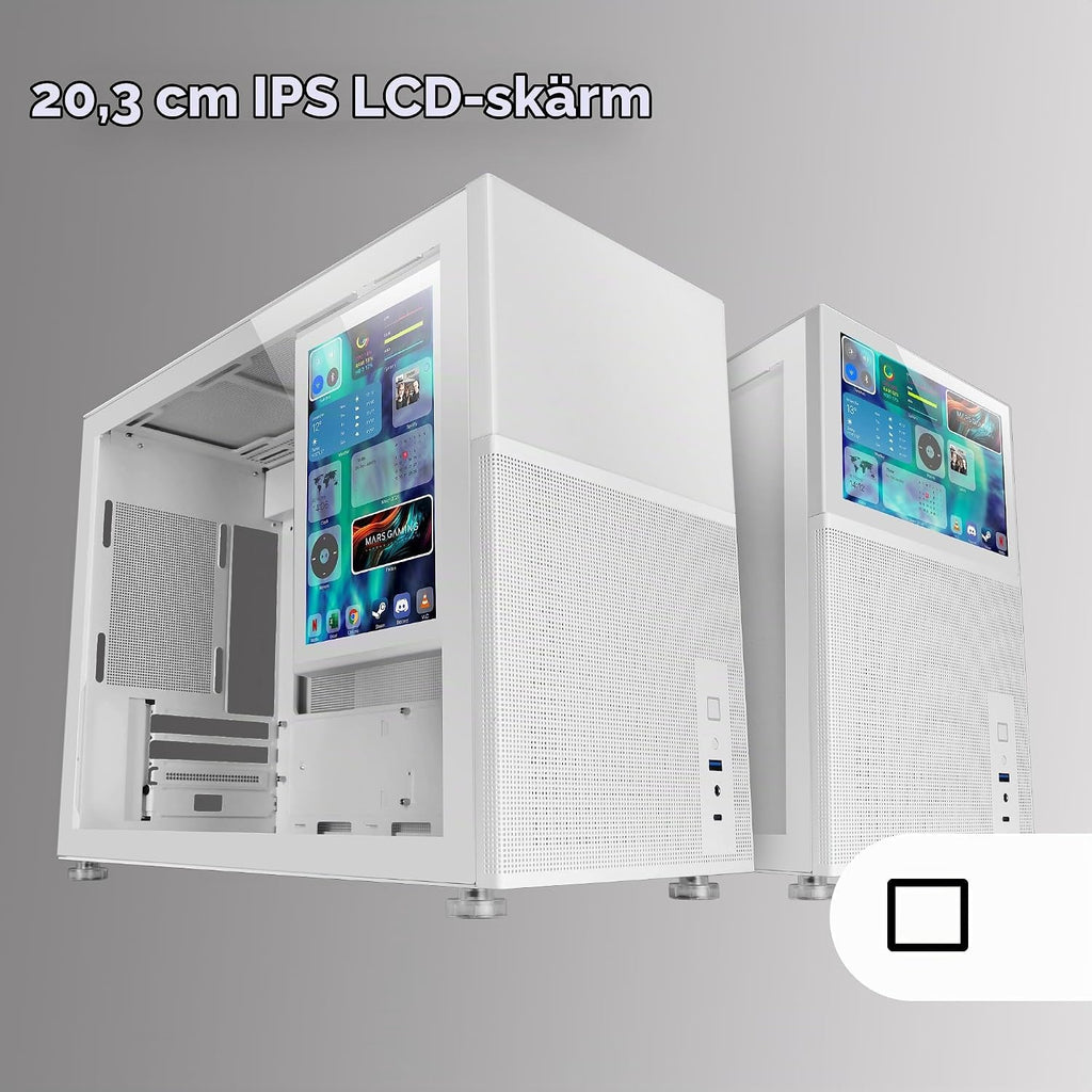 Mars Gaming MC-S1, ultrakompakt Micro-ATX PC-fodral, ARGB frontbelysning 12 lägen, FRGB-fläkt, spelfodral för helsidofönster, stöder vätskekylare upp till 120 mm, rosa