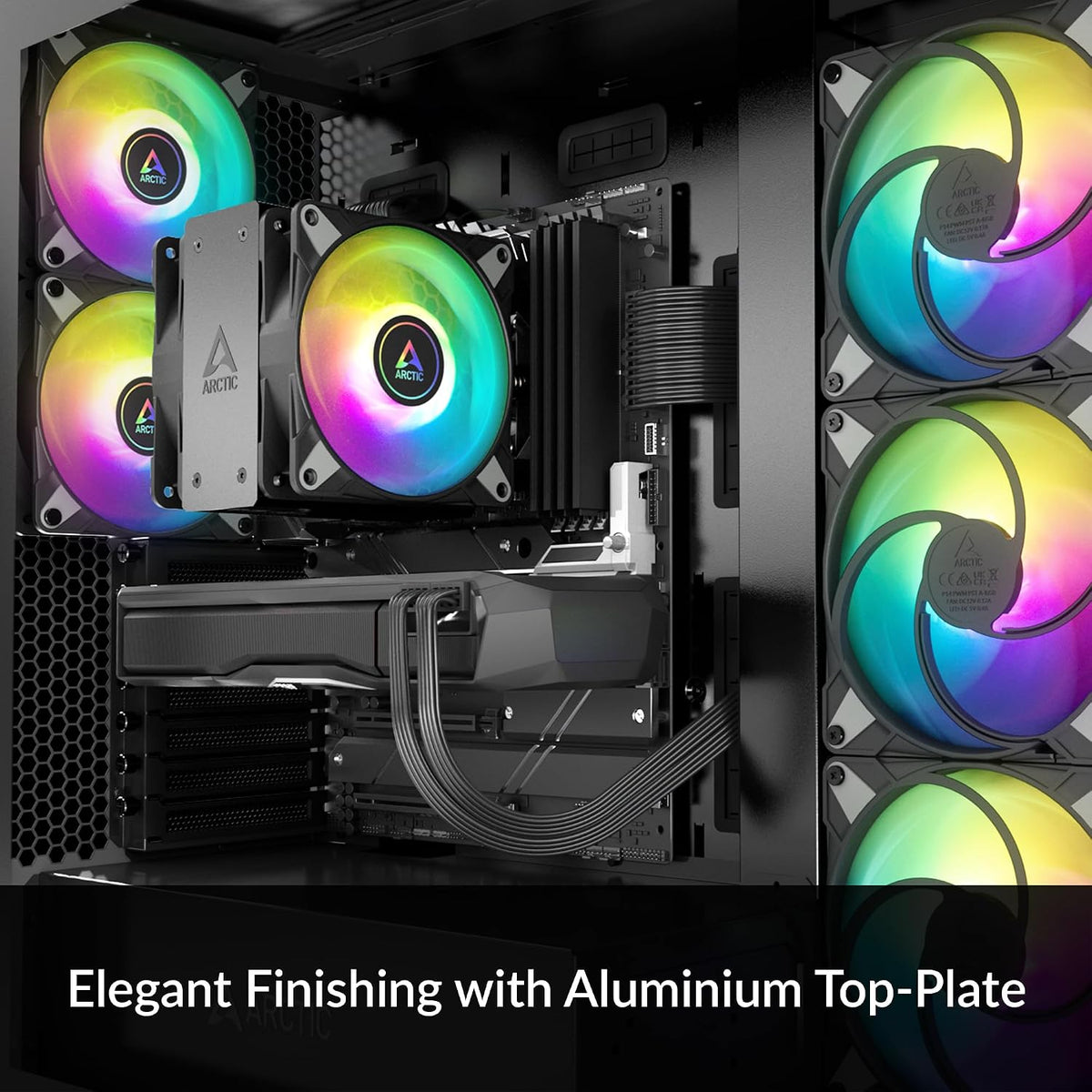 ARCTIC Freezer 36 A-RGB - Vit - Single-tower CPU-kylare med push-pull, två tryckoptimerade 120 mm P-fläktar och ARGB-belysning, fluiddynamiskt lager