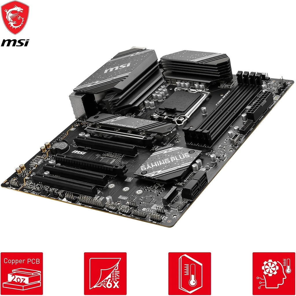 MSI PRO B760M-P DDR4 moderkort, Micro-ATX - Stöder Intel 12:e och 13:e generationens kärnprocessorer, LGA 1700 - DDR4 Memory Boost 4800+MHz/OC, PCIe 4.0 x16-kortplats, M.2 Gen4-kortplatser, olika