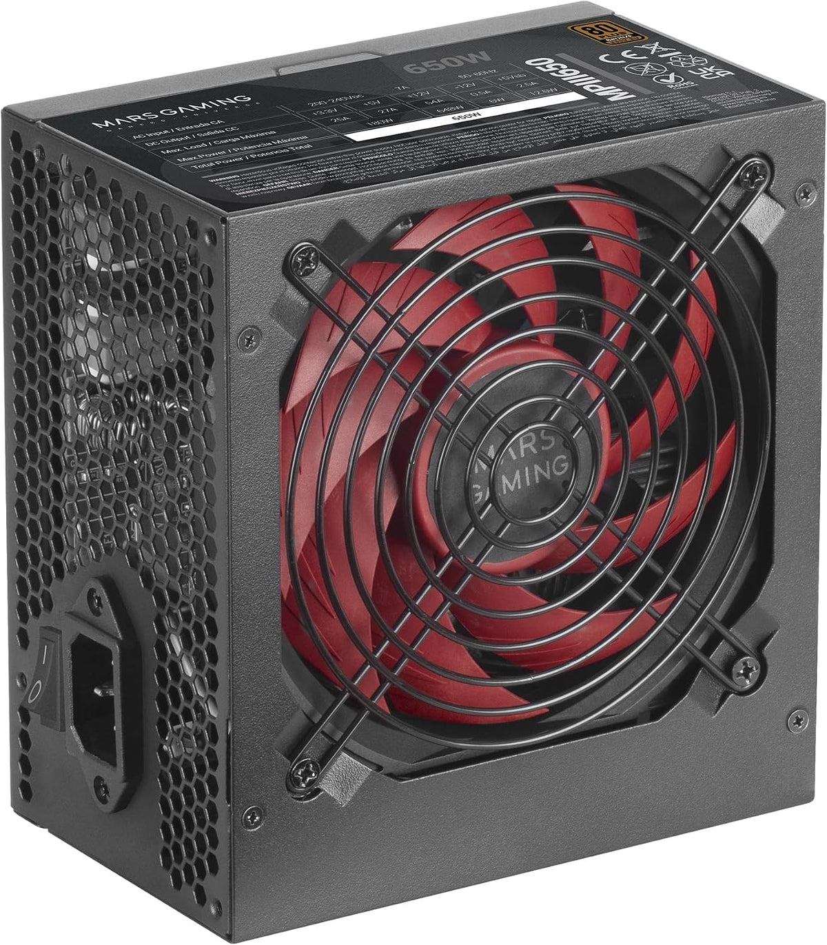 Mars Gaming MPIII650 ATX 650W Nätaggregat, 80 Plus Bronze, Svart