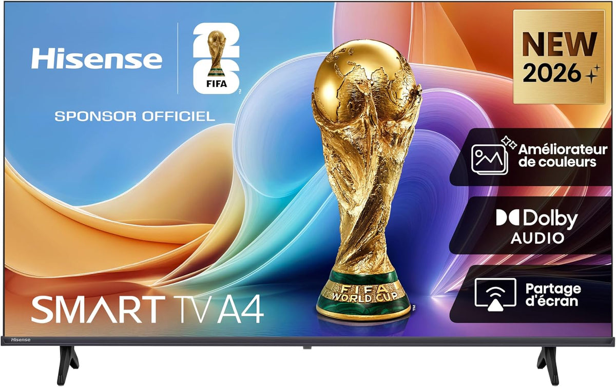 Hisense 40A4S - 40 tum (102 cm) Full HD LED-TV, Smart TV VIDAA, Dolby Audio och DTS HD, WiFi, Bluetooth, kantlös design, svart
