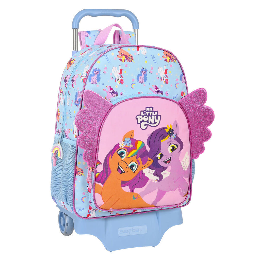 School Rucksack with Wheels My Little Pony Wild & free Blue Pink 33 x 42 x 14 cm-0