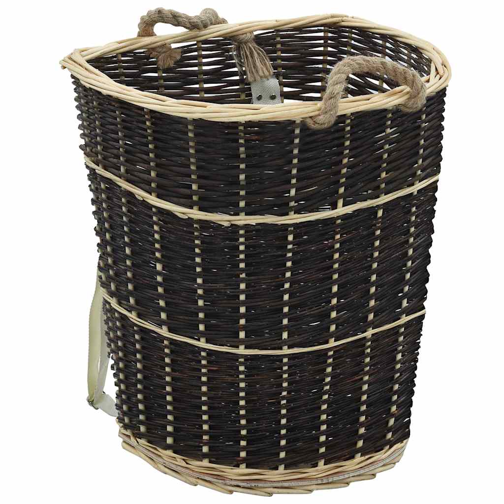 Vidaxl Wooden Basket with Carrying Straps 57x51x69 cm Natural Willow Wood-0
