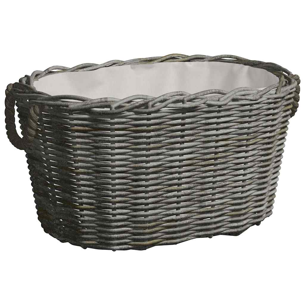 Vidaxl Wooden Basket with Handles 59x42x28 cm Willow Wood Grey-0