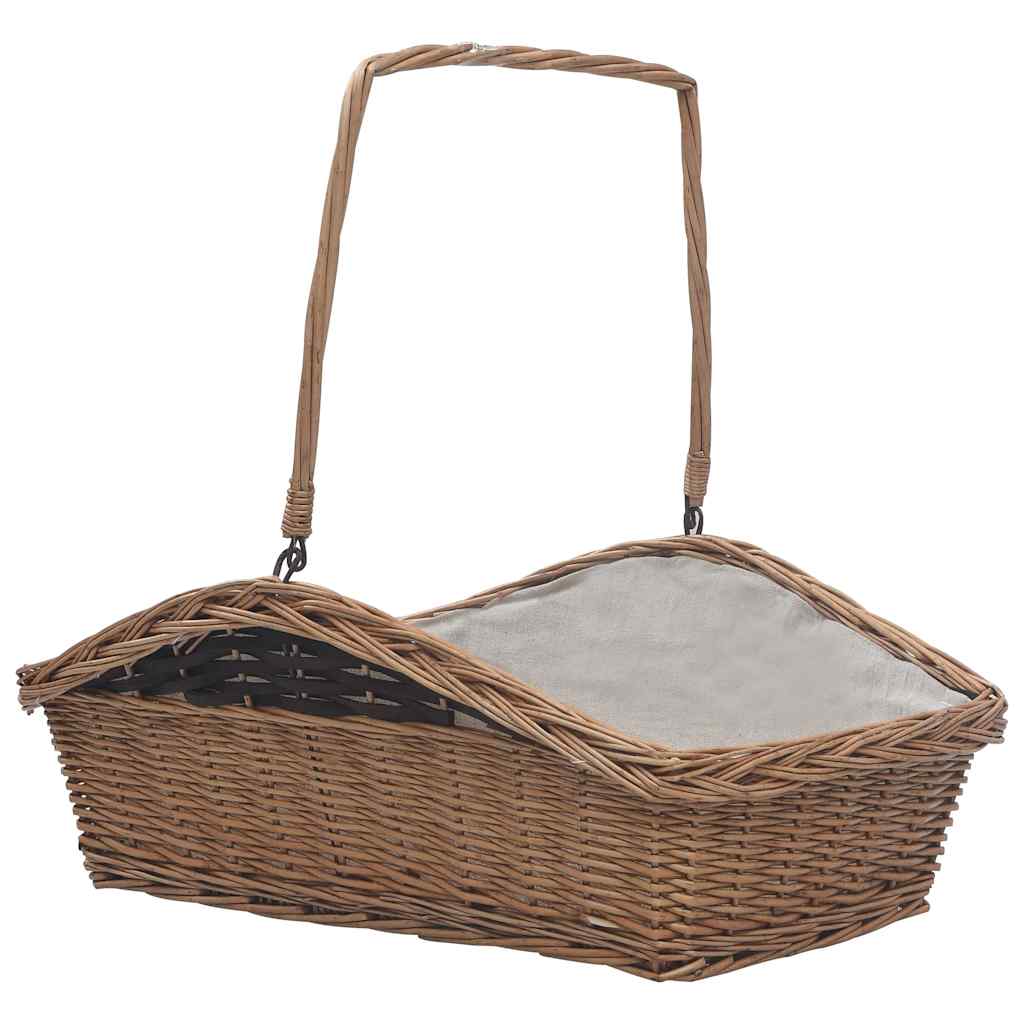 Vidaxl Wooden Basket with Handle 61.5x46.5x58 cm Willow Wood Brown-0