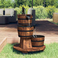 Vidaxl water fountain with pump and wheels 55x55x80 cm solid pine wood-0