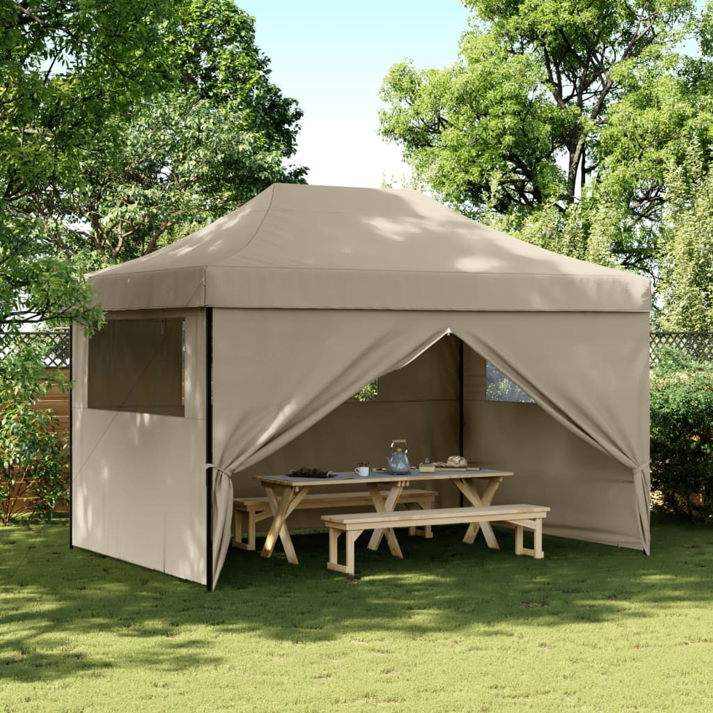 Vidaxx foldable pop-up party tent with 4 side walls taupe-0