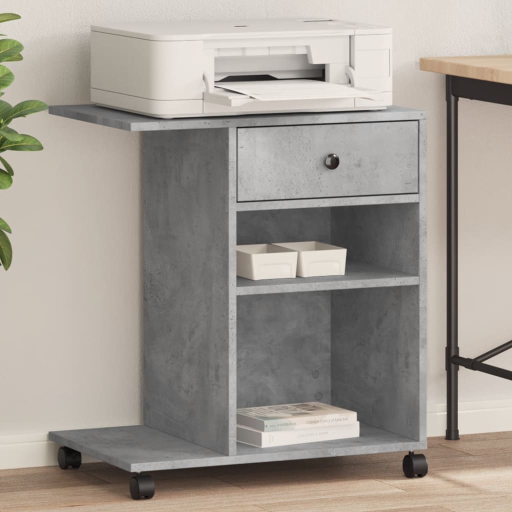 VidaXL printer cabinet with wheels 60x40x68.5 cm concrete gray-0