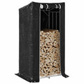 Vidaxx firewood rack with rain cover 150x80x200 cm galvanized steel-0