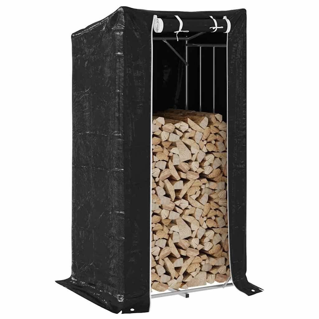 Vidaxx firewood rack with rain cover 150x80x200 cm galvanized steel-0