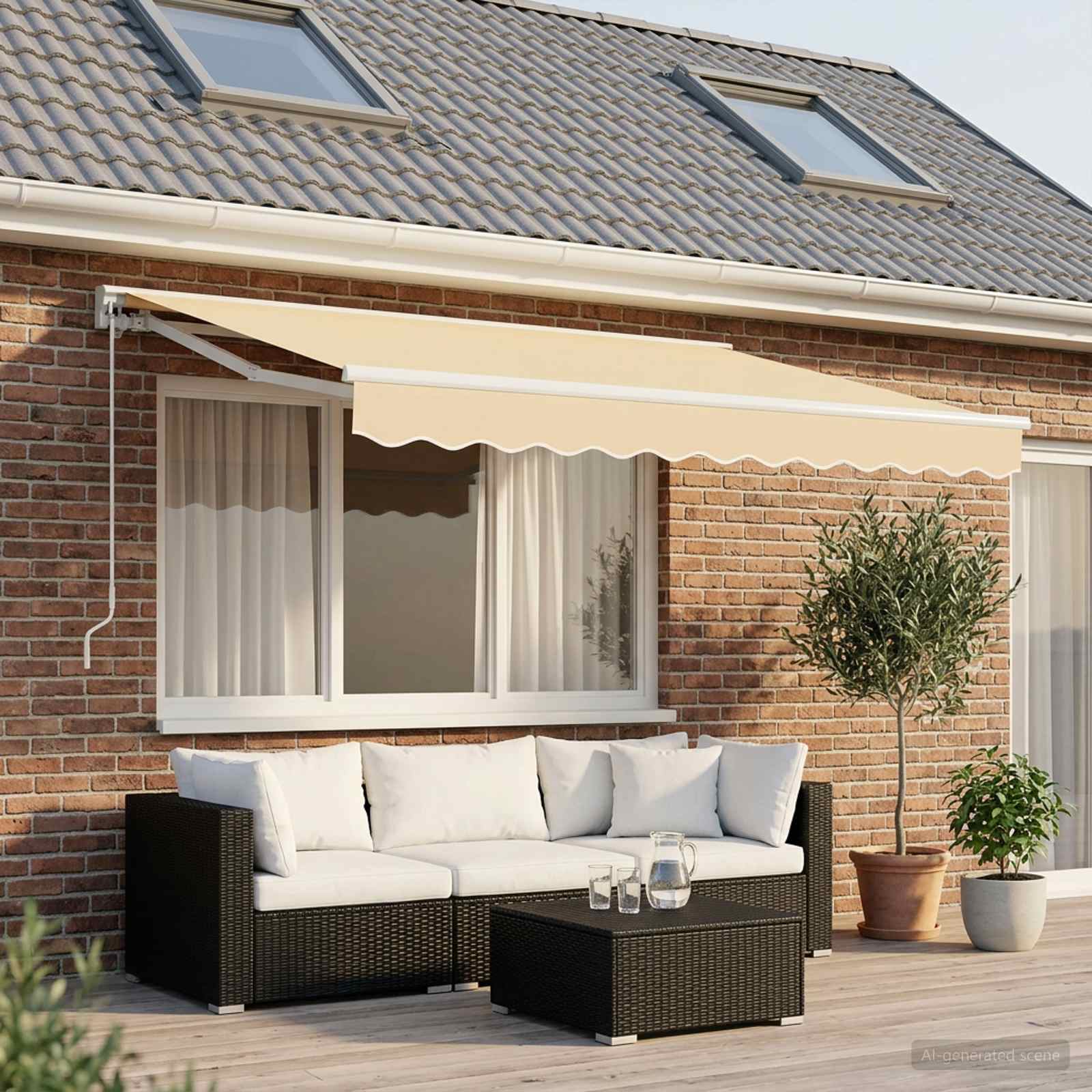 VidaXL Vervangend zonneschermdoek voor 2,5x2 m crèmekleurig polyester-0