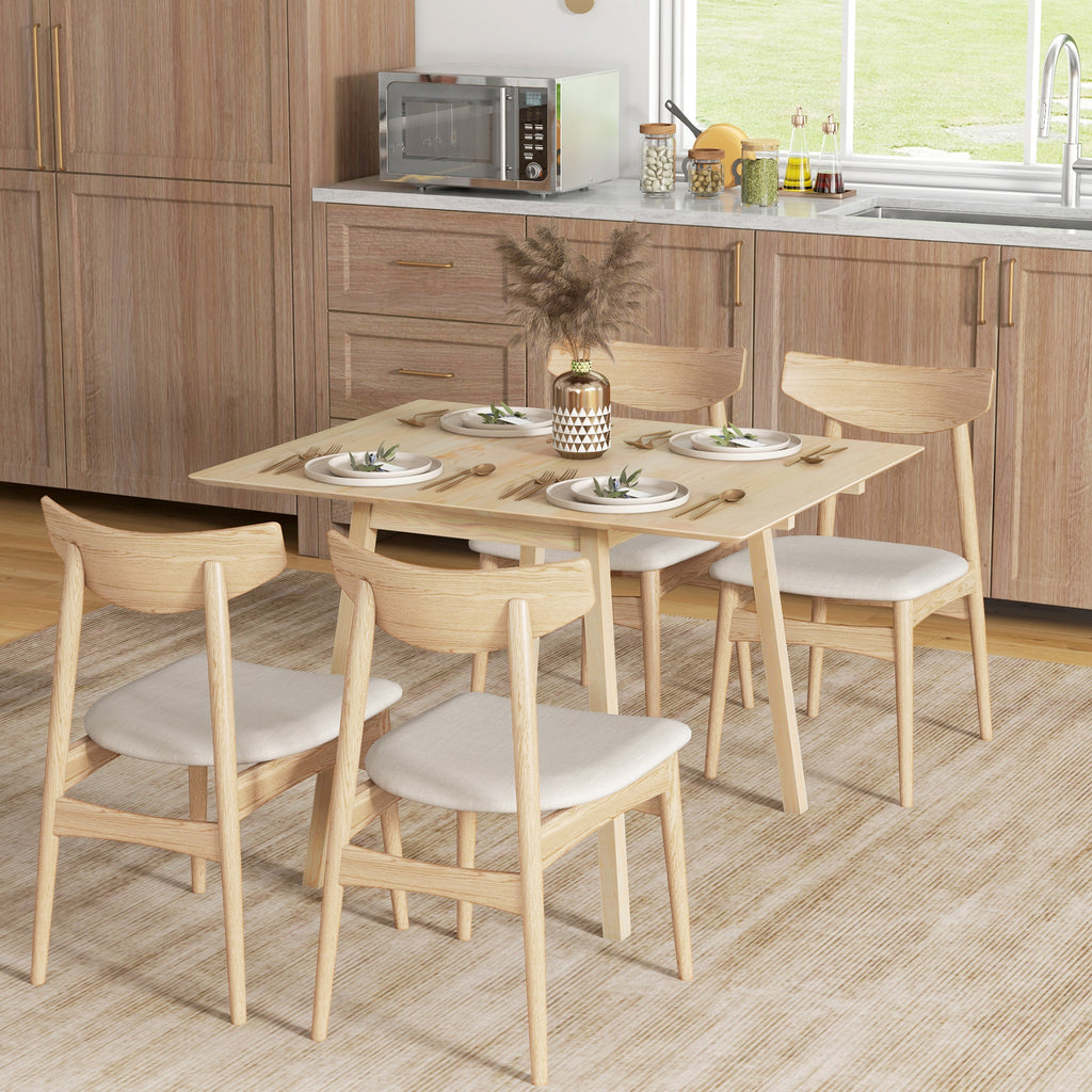 Table de cuisine pliable table à manger pliante avec plateau rabattable en bois pour 2 à 4 personnes bois naturel-1