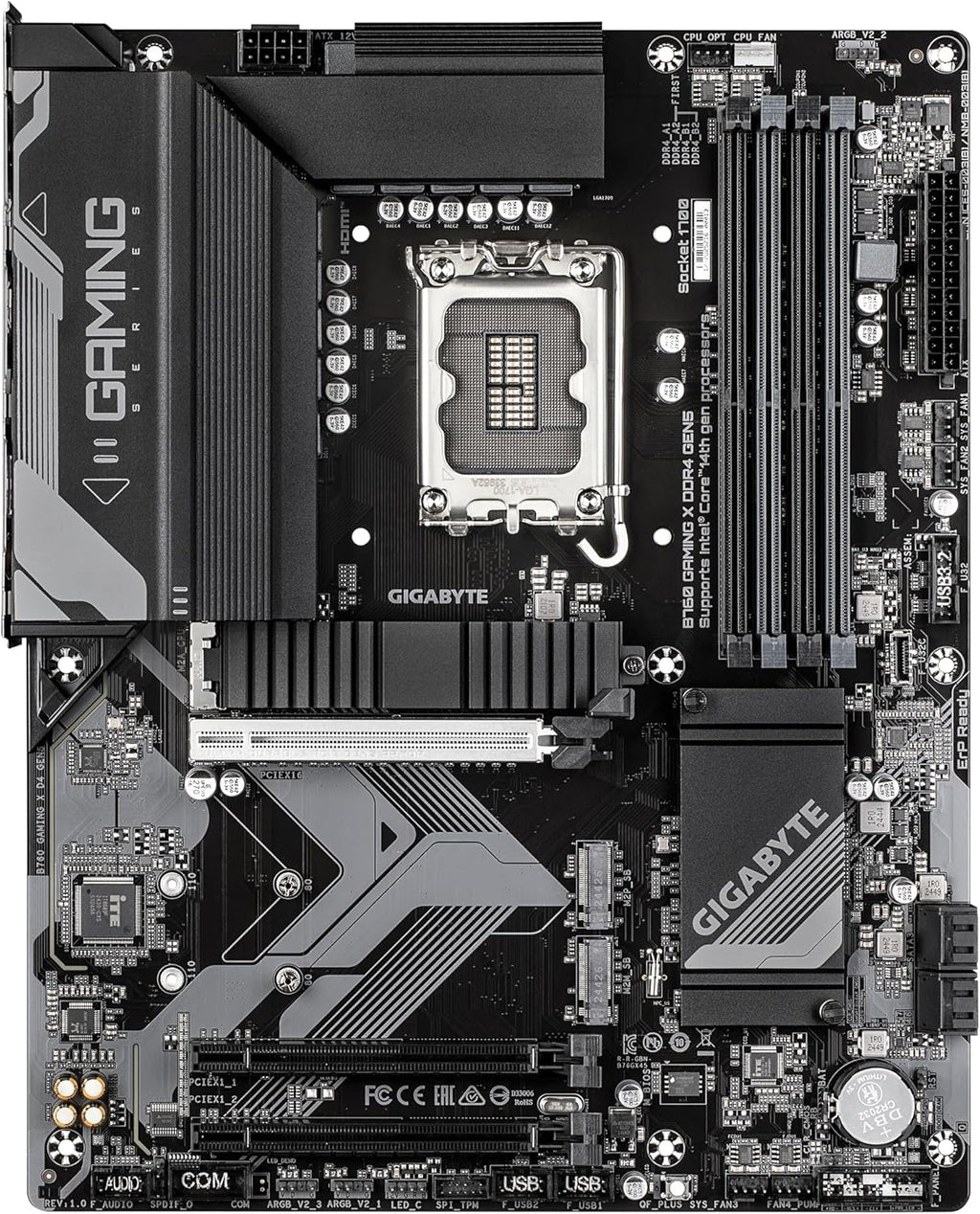 GIGABYTE B760 Gaming X DDR4 GEN5 moderkort – stöder 14:e generationens Intel Core-processorer, VRM 8+1+1 fas, upp till 5333 MHz DDR4 (OC), 3 x PCIe 4.0 M.2, 2.5GbE LAN, USB 3.2 Gen 2