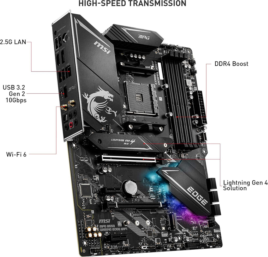 MSI MPG B550 Gaming Plus (ATX AMD AM4 DDR4 M.2 USB 3.2 Gen 2 HDMI ATX Gaming Moderkort AMD Ryzen™ 5000-processorer
