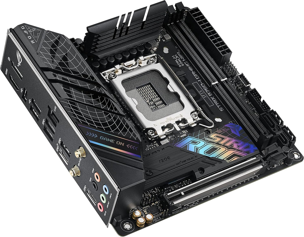 ASUS ROG Strix B760-I Gaming WiFi - Intel B760 LGA 1700 Mini ITX moderkort (DDR5, 8 + 1 DrMOS, PCIe 5.0, 2 x PCIe 4.0 M.2, wifi 6E, 2.5G Ethernet, USB 3.2 Gen 2 x 2 Type-C, Aura Sync RGB)