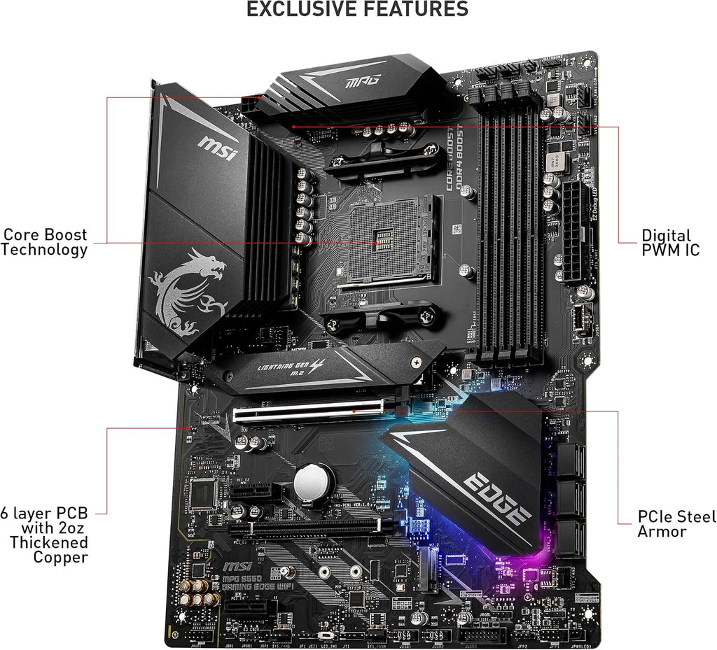 MSI MPG B550 Gaming Plus (ATX AMD AM4 DDR4 M.2 USB 3.2 Gen 2 HDMI ATX Gaming Moderkort AMD Ryzen™ 5000-processorer
