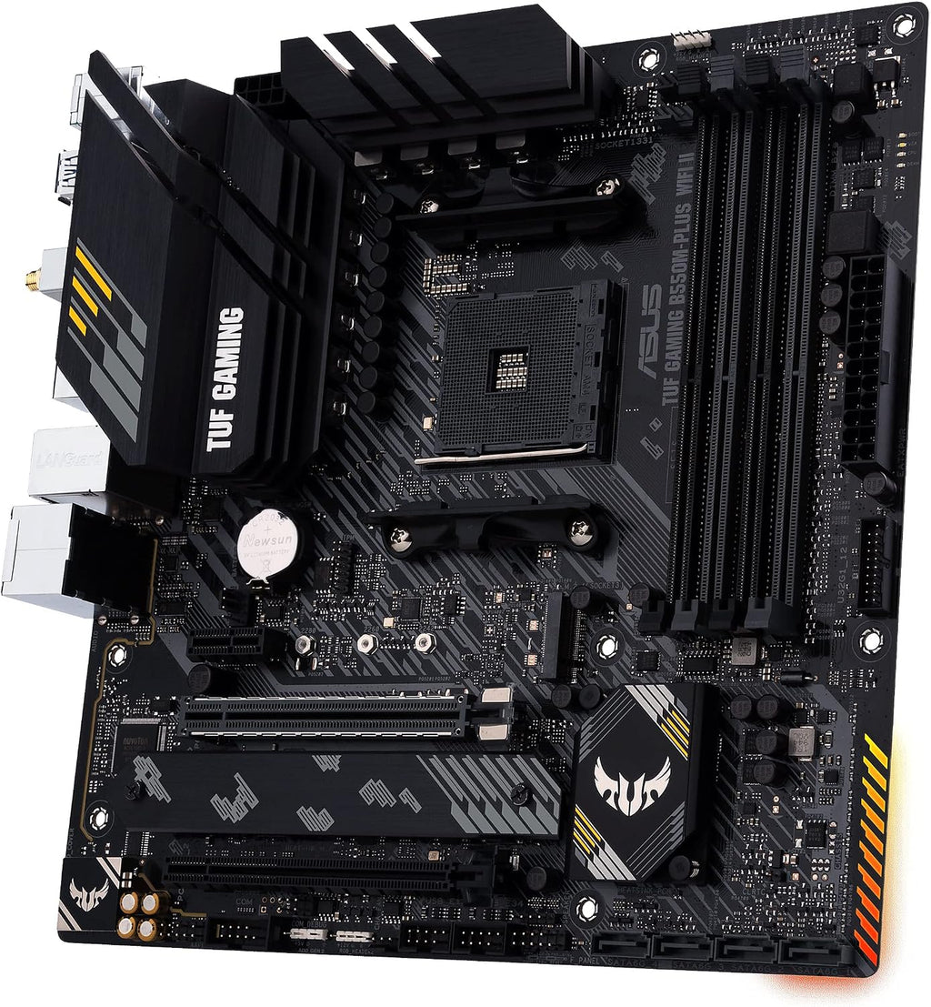Asus TUF Gaming B450-Plus II moderkortsbas AM4 (ATX, AMD Ryzen, DDR4-minne, M.2, USB 3.1 Gen1+ Gen2, Aura Sync, Ai brusreducerande mikrofon)