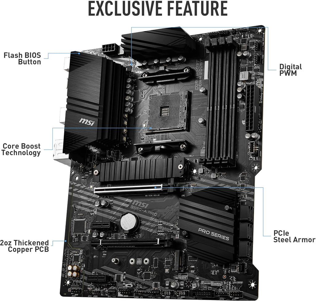 MSI MPG B550 Gaming Plus (ATX AMD AM4 DDR4 M.2 USB 3.2 Gen 2 HDMI ATX Gaming Moderkort AMD Ryzen™ 5000-processorer